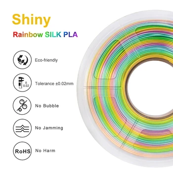 SUNLU Silk PLA Hõõgniidi 1.75 mm PLA SILK Rainbow värvi 3D-Printer Hõõgniidi Kiire Shipping