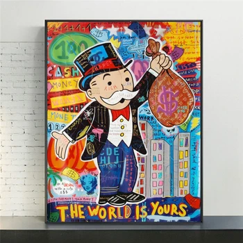 Suured 160x200cm Alec Monopol, Lõuend Plakatid ja Pildid MAAILM ON SINU Maalid Seinale Kaasaegne Seina Art Pilt