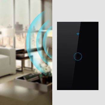Szaoju WIFI+RF touch wall lüliti USA standard valge crystal glass panel Tuya smart,1 Komplekt 1 Viis, seinavalgusti, Touch screen AC220V