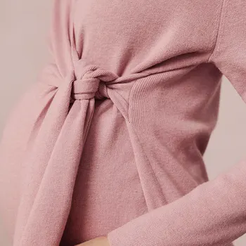 Sügisel Raseduse Kleidid roosa rasedus-kleit, pidu kleit rasedatele naistele V-kaeluse vabaajarõivaste talvel koo kleit pluss suurus vöö