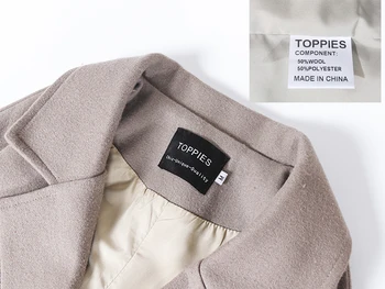 Toppies 2020. aasta Sügisel villast mantlit naiste pikk mantel, jakk, 50% vill daamid outwear topelt karavan outwear