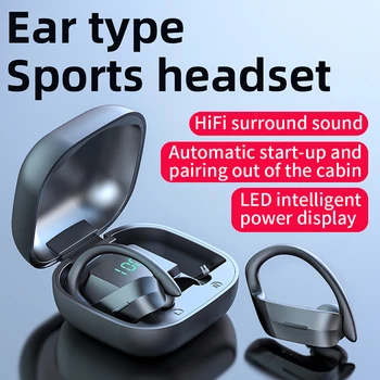 TWS Bluetooth-5 Kõrvaklapid Juhtmevabad Kõrvaklapid Koos Mikrofoniga HiFi Stereo Earbuds Veekindel Sport Kõrva Konks, LED-Ekraan, Headset