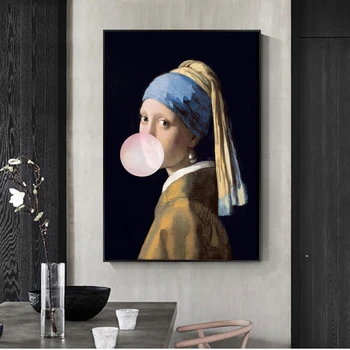 Tüdruk pärlkõrvarõngaga Lõuend Maalid Kuulsad Maalid Kunsti Tüdruk Balloon Pop-Art Prints Pilte Home Decor