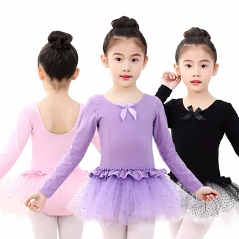 Tüdrukud Ballet Tutu Kleit Lapsed Laste Võimlemine Kostüümid Riikliku Stiilis Pikad Varrukad Kikilips Tülli Alt Sportlik Tants Kanda