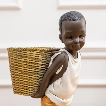 Vaik Etnilise Stiili Aafrika Poiss Ladustamise Portree Kaunistused Loominguline Vintage Sisekujunduses Käsitöö Kujukeste Võti Suupiste Ladustamine