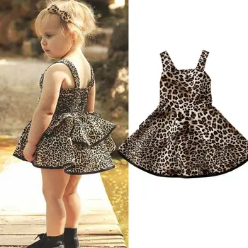 Vastsündinud Baby Väikelapse Tüdruk Leopard Printida Kleit Lotus Leaf Moe UUS Armas Printsess Kleit Väljas Casual Kleit