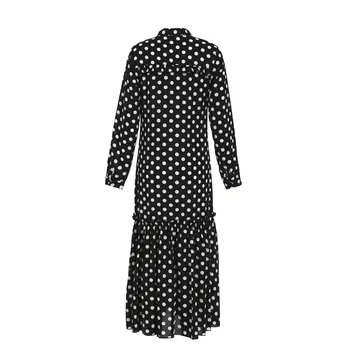Vintage Naiste Polka Dot Kaua, Maxi Kleit V Kaela Sidemega Seksikas Must Kleit Prantsuse Stiilis Elegantne Sundress Daamid Vestidos Riided