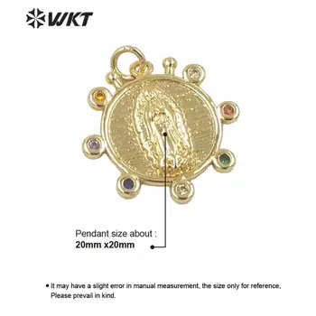 WT-MP148 Värvikas kuupmeetri tsirkoon ring, ripats, metallist püha maarja ehted ripats täis kullatud ema jumala usuliste ripats