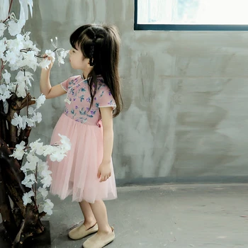 XIAOLUMAO 2020 Tüdrukud, Sinine ja Valge Portselan Kleit Suvel Hiina Stiilis Uus Tulemuslikkuse Printsess Kleit Laste Kanda