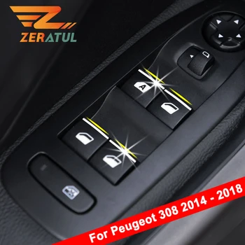 Zeratul jaoks Peugeot 308 - 2018 Car Styling, ABS Chrome 7tk/Set Uks, Aken, Lift Nupp Switch peep varba kingad Sisekujundus Tarvikud