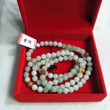Zhe Re Ehted Puhas Looduslik Featured Pärlitega Kaelakee 108 Tri-Color 7.3 mm Jade Bead Chain Saada A-Klassi Sertifikaat
