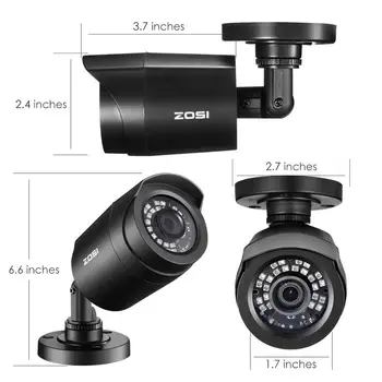 ZOSI 2tk/lot 1080P HD-TVI 2MP CCTV Turvalisus Kaamera ,65ft Night Vision ,Väljas Whetherproof Kodu Valve Kaamera Kit