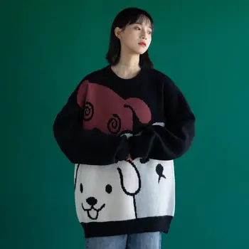 Ülegabariidiliste Kampsun Cartoon O-Kaeluse Pullover Naiste Pikk Varrukas Ülevalt Lahti Talvel korea Fashion Rõivad Naiste Kampsunid
