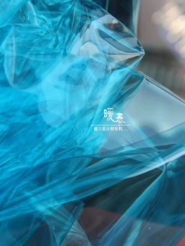 0,2 mm TPÜ Kangas PVC Taevas Sinine Vedelik Kile Veekindel Riietus DIY Mantel Vihmamantel Crystal Kotid Decor Disain Riie