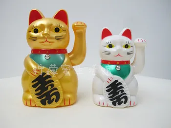 1 TK Loominguline Õnnelik Kass kuldne/Valge Plast Viipab Paw Kiik Home Decor Kauplus Avatakse Ornament