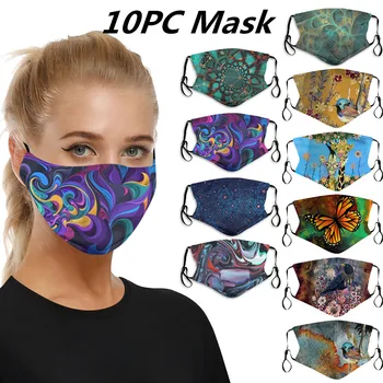 10 Puuvillane Unisex Mask Suu, Näo Mask Riie Anti Tolmu Naine Suu Mask Aktiivfilter Mask Lill Näo Mask Pestav