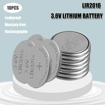 10TK Li-ioon Laetav Aku LIR2016 3,6 V Liitium-Nupp, Sisseehitatud Mündi Patareid Vaadata Rakkude LIR 2016 Asendab CR2016
