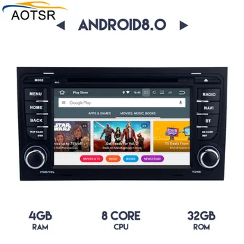 2 din Android 8.0 Auto multimeedia dvd-mängija juhtseade Audi A4, S4 RS4 8E 8F B9 B7 autoraadio stereo GPS navigation Okta Core