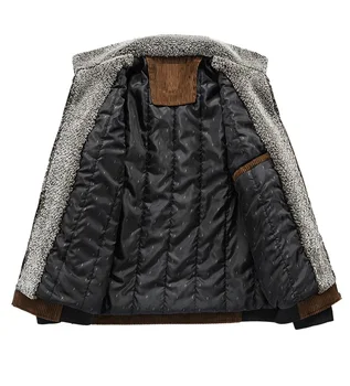 2019Fashion mehed Velvetist jakk, mantel pikk varrukas keera krae soe fliis casual pluus talvel puuvillane polsterdatud wadded overcoat