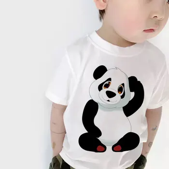 2020 Laste ümber Kaela Särk Armas Panda Bear Muster Print T-särgi Tüdruk, Lühike Varrukas Poiste T-Särgid, Vabaaja Disain Lapsed Riided