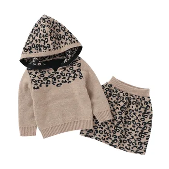 2021 Beebi Riided Sätestatud Väikelapse Tüdrukute Riided Pikk Varrukas Kapuutsiga Sweatershirts Seelik Riided Leopard Talve Varustus