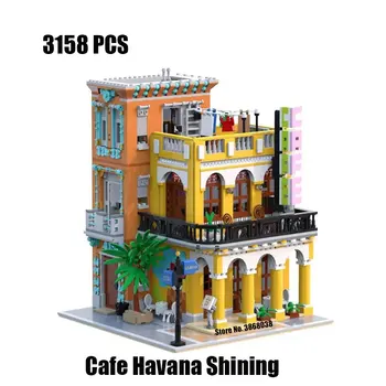 2021 UUS KES Linna Streetview Seeria Brickstive Havana Kohvik Ülikool Kaasaegne Kohvik Hoone Plokid, Tellised, Mänguasjad, Kingitused