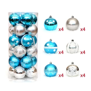 24tk 6 cm Jõulud palli kaunistused 6 stiile Jõulud palli ripats teenetemärgi GXMA
