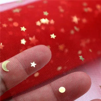 25 Meetrit Golden Star Moon Tülli peep varba kingad Kangast Baby Shower Pulmas Kaunistused Tabel Seelik Juuksed Clip DIY Käsitöö Tarvikud
