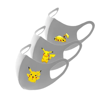 3 tk Pokemon seeria Pikachu tolmu-tõend, Hingav Lapse mask Cartoon ümber Poiss ja tüdruk iseloomu trükkimine Laste poole mask