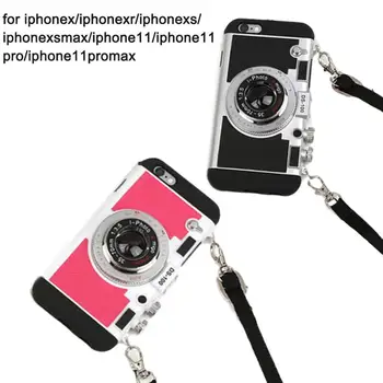3d Retro Kaamera kaelapaela kinnitamine Case For Iphone 11 Pro X-Xr Max Klapp Pluss 6 S9 S8 7 Samsungi Xs Silikoon Mood Juhul 8 Note10 H Y5I8