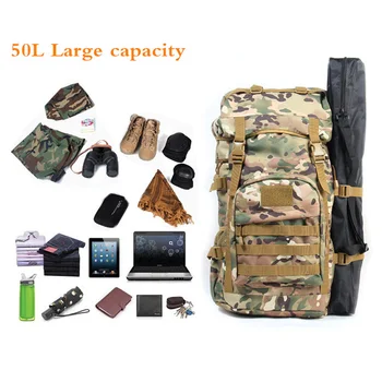 55L Väljas Sõjalise Taktikaline Seljakott Suure Mahutavusega Telkimine Kotid Mägironimine kott Meeste Matka Seljakott Reisi Seljakott