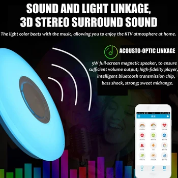 72W Juhitava RGB LED APP Ülemmäära Valgus Lambi Bluetooth Kõlar Kaugjuhtimispult