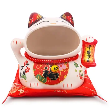 8 tolline Keraamiline Maneki Neko Candy Box Õnnelik Kass Raha Kasti Notsu Panga Õnn Kass Ladustamise Suupiste Jar