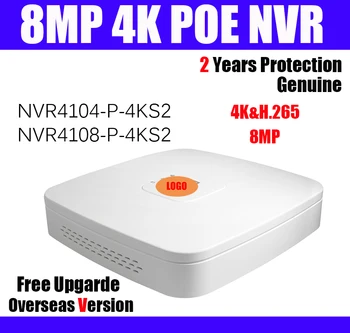 8MP poe NVR NVR4104-P-4KS2 NVR4108-P-4KS2 Smart 1U 4ch 8ch 4K H. 265 Lite 4 poe porti videovalve, ip kaamera Võrgu videosalvesti