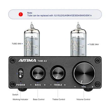 AIYIMA 6K4 Toru Võimendi Audio Sapp Preamplifier HIFI Preamp Treble, Bass Control Heli-Preamplifier DC12V kodukino