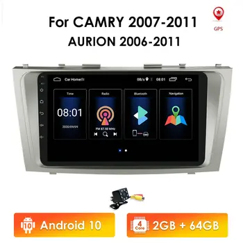 Android 10 2G+32G Auto Multimeedia Mängija, GPS Navigatsioon, Bluetooth Raadio Mängija Toyota Camry Aurion 2007 2008 2009 2010 2011