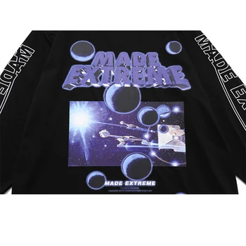 Aolamegs Dressipluus Meeste Universumi Kosmoselaev Planeedi Trükitud Pullover Paar Mõõdus O-Kaeluse High Street Fashion Streetwear Sügis