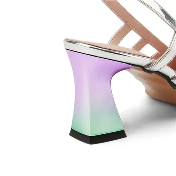 ASUMER 2020. aasta parima kvaliteediga lakknahast 7cm kõrge kontsaga sandaalid naiste pikad varba õõnes välja suvine kleit poole kingad naiste sandaalid