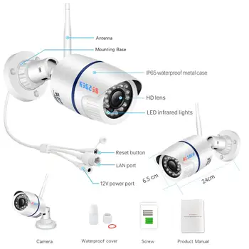 BESDER iCsee ONVIF Audio IP Kaamera 1080P 720P Traadita Traadiga P2P CCTV Alarm Bullet Väljas, Wifi, Kaamera, SD-Kaardi Pesa, Max 64G