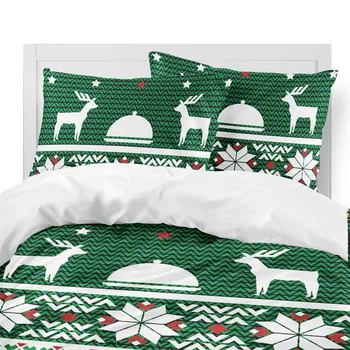 Bohemia Roheline Voodipesu Komplekt Jõulud Deer Geomeetriline Prindi Voodipesu tekikott Set Elegantne Bedclothes Padjapüür ropa de cama D40