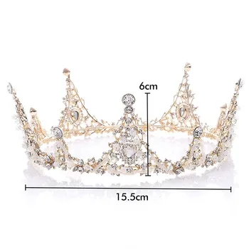 Bridal Crown Luksus Kristall Helmed Full Ring Tiara Naiste Kuninganna Diadem Pulmad Juuksed Ehted Âccessory Peapael Headdress SL