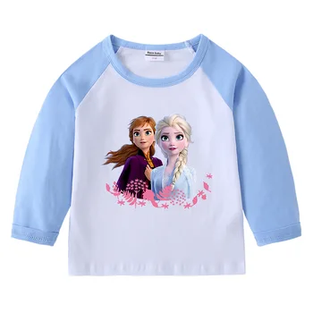 Disney Külmutatud Anna Elsa Prindi Beebi Poistele Tüdrukute T-Särk Sügisel Teismeline, Pikk Varrukas Puuvill Tshirt Lapsed Laste Riided