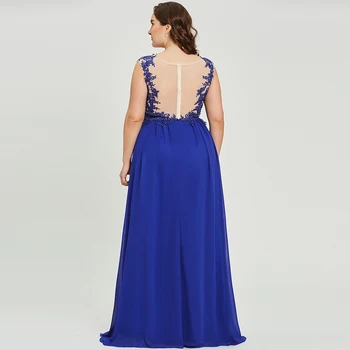 Dressv tume sinine pluss suurus õhtukleit elegantne kühvel kaela kork varrukad pulmapidu ametliku kleit rida õhtukleidid