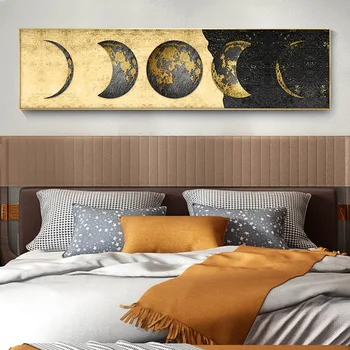 ENNASTSALGAVALT Art Kaasaegse Minimalistliku Golden Moon Teenetemärgi Maali Seina Pildid elutuba Lõuend Trükib Suur Suurus Home Decor