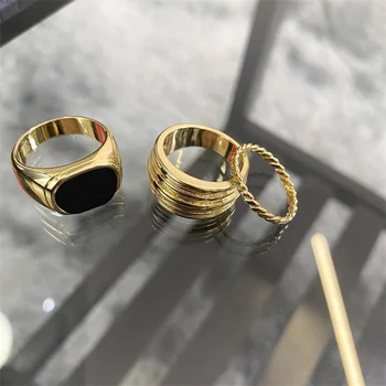 Euroopa ja Ameerika Liialdatud Kolme osaline Komplekt Gold Must Ovaalne Rõngad Naine Gooti Sõrme Ehted Pool Girl ' s Ring