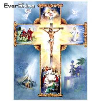 EverShine Diamond Mosaiik Religioon Ristpistes Full Ring Diamond Maali Jeesuse Pilt Kive Diamond Tikandid Müük