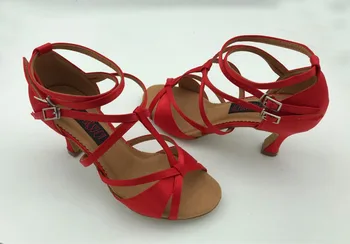 Fashional professionaalne naiste ladina tantsu kingad tantsusaal salsa, tango kingad pulm & pidu kingad punane satiin 6232R