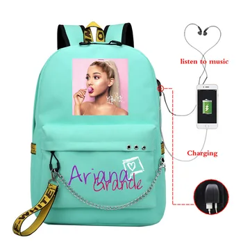 Feminina Ariana Grande Koolikotid Moe Aksessuaar Seljakott Laadimine Usb Teismelised Tüdrukud Bookbag Sülearvuti Seljakott Reisi Bagpack