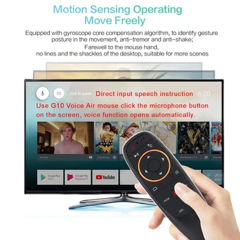 G10 Õhu Hiirt, puldiga 2.4 GHz hääljuhtimine Traadita Google Mikrofon USB-Vastuvõtja, Güro-Sensor AI Fr Smart Android TV BOX