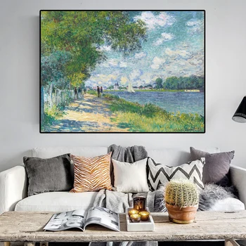 HD Prindi Claude Monet Seine aastal Argenteuil Impressionism Maastik, Õli Lõuendil Maali Kunst, Plakat Seina Pilt elutuba